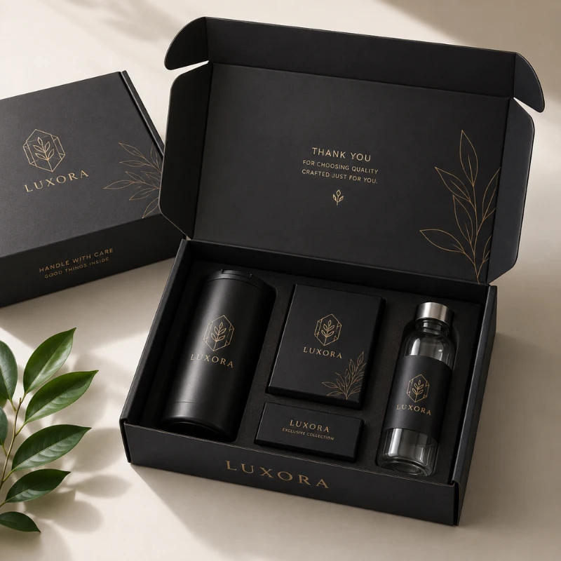 Custom influencer boxes with branded print for PR gifting and product launch campaigns