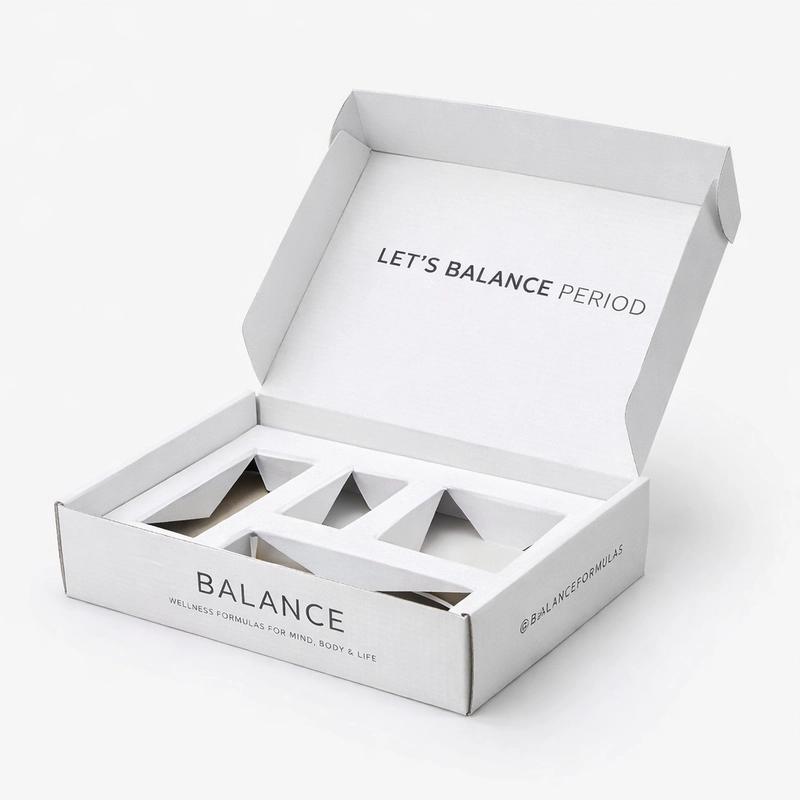Custom mailer box with fitted insert for secure branded product packaging