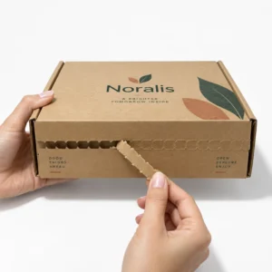 Custom printed tear strip mailer box with easy-open corrugated packaging