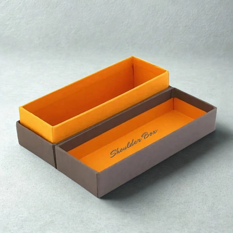 Custom Shoulder Boxes with raised inner neck and rigid lid-and-base construction