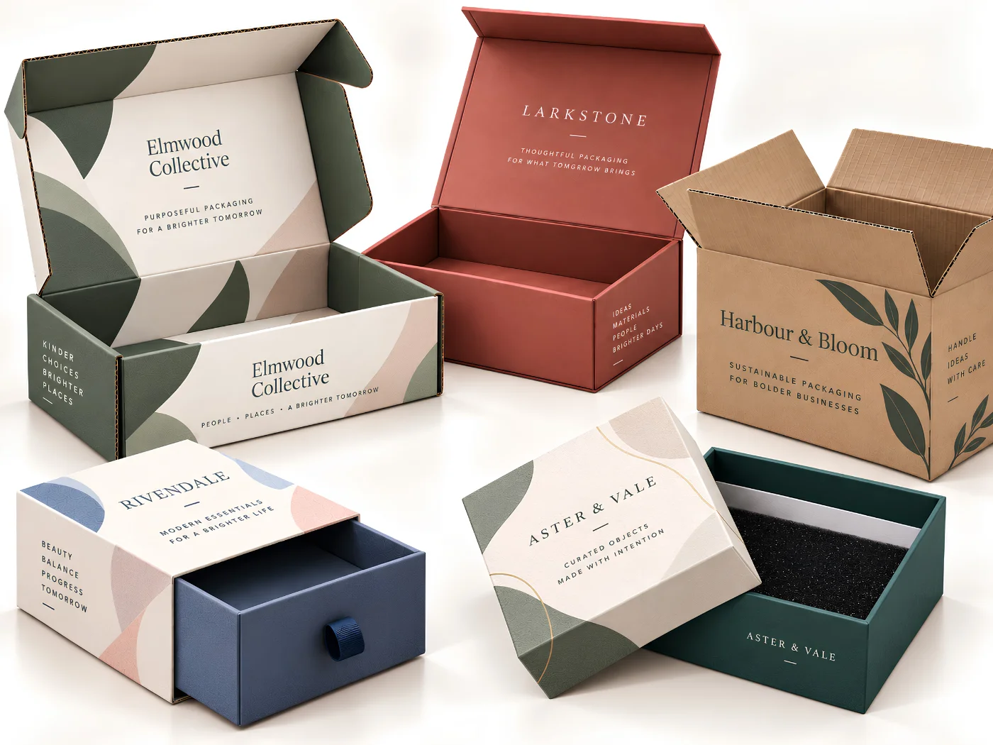 Custom Postal Boxes including printed mailer, shipping and rigid packaging styles